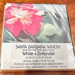 1985 Santa Barbara Winery Paragon Vineyards‎ White Zinfandel Wine Coaster Tile